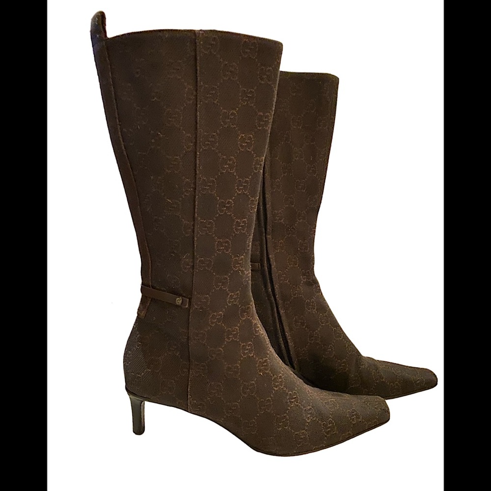 Gucci GG Canvas Mid-Calf Boots